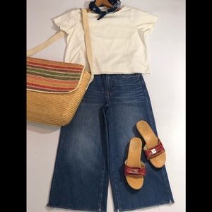 Vintage straw rainbow crossbody bag